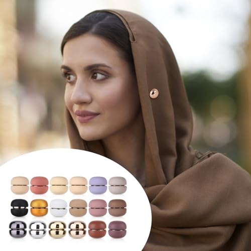 18 Pairs Hijab Magnets Pins, Magnetic Buttons for Clothing No Snag Multi-Use Hijab Magnetic Pins Pinless Strong Magnets Hijab Pins Brooch for Clothes Women Scarf Shiny & Matte Style(18 Colors)