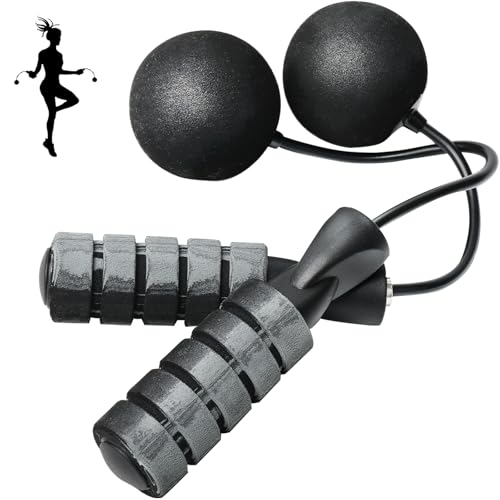 Cordless Jump Rope for Fitness with Indoor Jumping Rope Weighted Ropeless Skipping Jump Rope for Men Women Kids High-Speed Rope Skipping for Narrow Space Fit Weight Loss and General Workouts - color: Grey