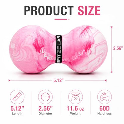 FITZELAR Double Lacrosse Massage Ball for Myofascial Release, Quality Certification, Massage Deep Tissue for Waist Back Feet, Trigger Point Therapy, Muscle Knots, Peanut Massage Ball for Muscle Pain - color: Pink