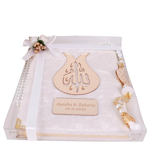 IEF Personalized Yaseen Dua Book Prayer Beads Islamic Gift Set, Ramadan Eid Wedding Birthday Anniversary Mother's Day Father's Day Gifts, Party Favors for Guests in Bulk - color: Style-2