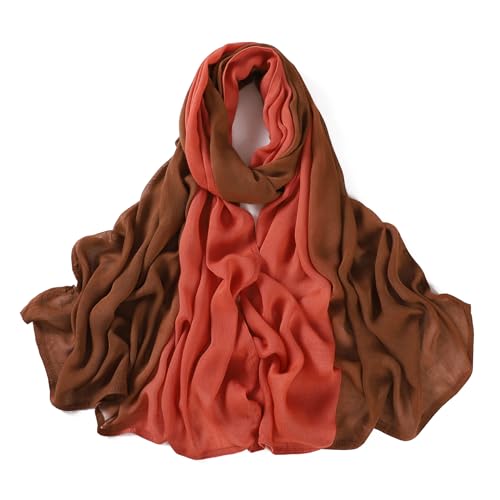 Txmout 옴브레 모달 히잡 스카프, 여성용 무슬림, 부드럽고 가벼운 헤드스카프 - color: 브라운 - 코랄