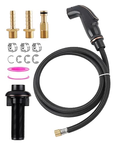 Universal Kitchen Sink Side Sprayer with Hose/Holder, Oil Rubbed Bronze | Quick Side Connector Compatible with Moen Faucet Sprayer Replacement, Kitchen Sink Faucet Sprayer Attachment - color: Oil Rubbed Bronze