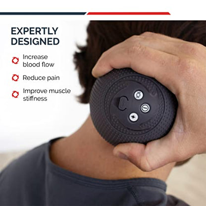 Mini Meteor Heating Vibrating Massage Ball Roller for Muscle Recovery Therapy and Pain Relief + 4 Speed Vibration, Portable - color: Ruby