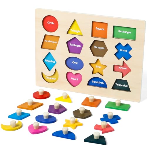 Shape Puzzles Wooden Puzzles for Toddlers Shape Sorter Toys - style: D