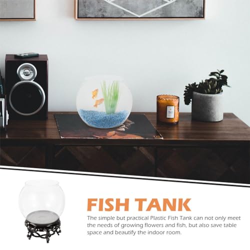 DECHOUS Round Fish Bowl with Stand, 2 Gallon Fish Tank Decor Tabletop Small Fish Bowl Hydroponic Vase Planter Aquarium Desktop Fish Tank for Betta Fish/Goldfish, Plastic Material