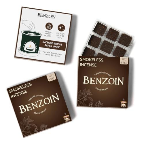 Aromafume Benzoin Incense Bricks Refill Pack 3 Trays x 9 Bricks | Styrax Extract, Native to Indonesia | Ideal for Prayer, Blessings, Prosperity & Meditation | Low-Smoke & Non-Toxic - color: Benzoin (Pack of 3)