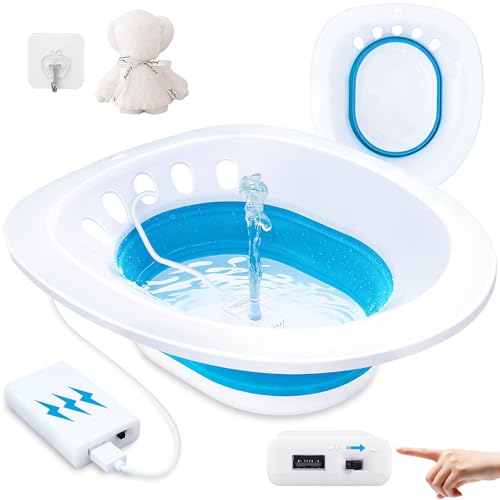 Electric Sitz Bath, Sitz Bath for Hemorrhoids, Sitz Bath for Toilet Seat, Sitz Bath for Postpartum Care, Sits Bath Kit for Women, Automatic Flushing, Foldable, Fits Universal Toilet (Blue Electric) - color: Blue Electric