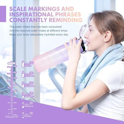 Water Bottle with Straw 1L,Boys Water Bottles with Straw 1 Litre,Waterbottle Leak-Proof Sports Water Bottle,Plastic Drinks Bottles Toxin Free，Bpa-Free (Purple) - color: 06-Purple
