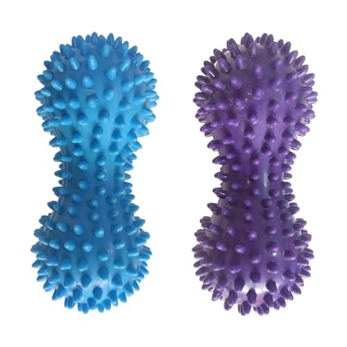 2 Pack Peanut Massage Ball Roller Spiky Double Lacrosse Balls Trigger Point for Stress Reflexology Foot Muscle Therapy Deep Tissue Relieve Strength Exercise Fitness Body