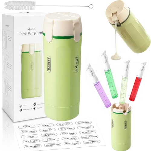 4 in 1 Travel Dispenser Bottle, Portable Leakproof Travel Dispenser Set - color: Green