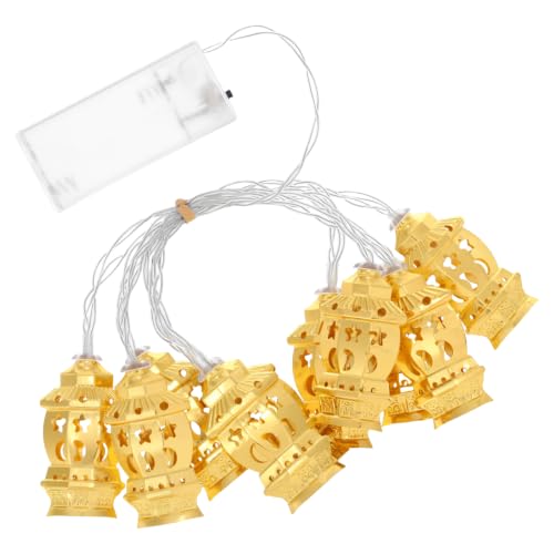 Uonlytech Eid- Fitr Lantern String Light Battery Operated Golden Ramadan Lantern Light Mubarak Lights Decoration for Eid Mubarak Party Wedding, Warm White