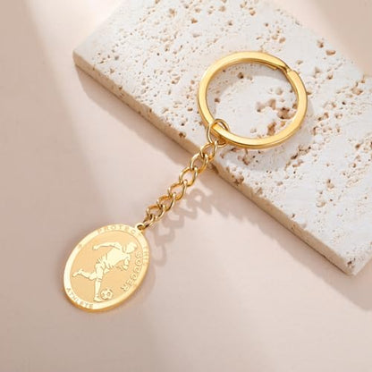 Dreamtimes St. Sebastian Medal Keychain for Men Women Stainless Steel Religious Saint Patron of Athletes Catholic Keychain - style: Soccer-g