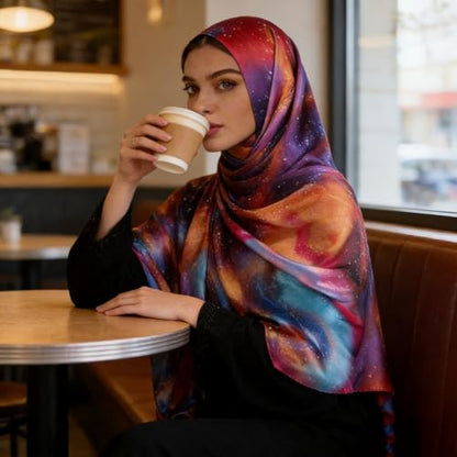 Hijab Scarf for Women Fashion Printed Modal Hijab Head Wrap Scarves Lightweight Long Scarf Shawls - color: Watercolor O