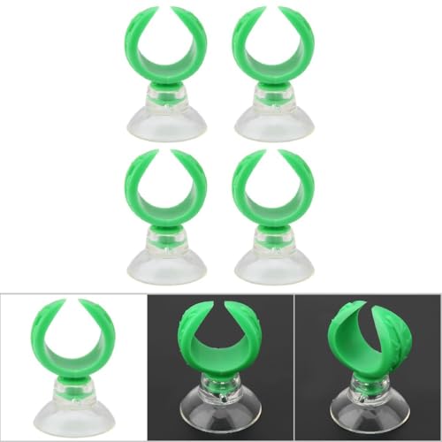 4 Pcs Green Aquarium Airline Tube Holders – Leaf Design Suction Cup Clips for 18-24mm Tubing, Adjustable Fish Tank Air Tube Clamps(L: 1.76cm) - size: L: 1.76cm