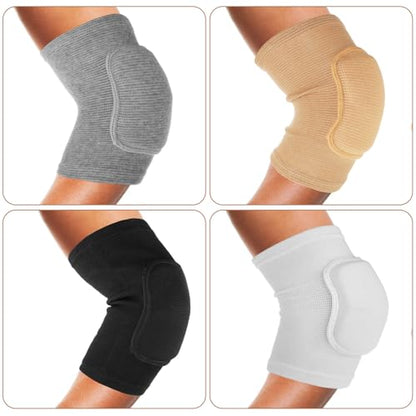 COMNICO 4 Pairs Elbow Brace Volleyball Elbow Protector Pads Breathable Sponge Arm Support Compression Sleeve Strap for Teenagers Women Men Workouts Fitness Basketball Baseball Tennis Football Golfers
