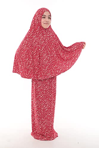 Prayer Set for Muslim Girls, Two Pieces Set Skirt and Scarf, with a Prayer Rug and Rosary, Suitable for 5 to 12 Years