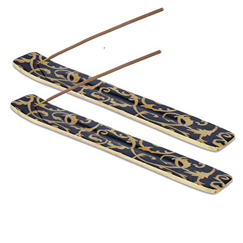 Bless-International Traditional-Handmade-Burner Wooden-Incense-Stick-Holder Ash-Catcher-Stand for-Aromatherapy-Meditation-Yoga (Beautiful Mind) 10 Inches, Pack of 2 - color: Beautiful Mind,10 Inch, size: Two Holders