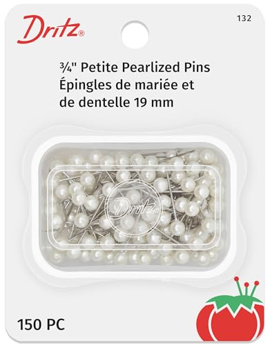 Dritz 132 Pearlized Pins, Petite, White, 3/4-Inch (150-Count) - color: White, size: 3/4-Inch, style: 150-Count