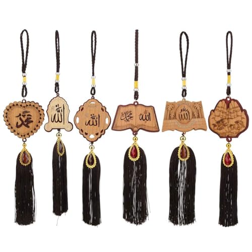 Muslim Car Hanging Ornament, Islamic Rearview Mirror Decor with Tassel for Vehicle Interior Decoration