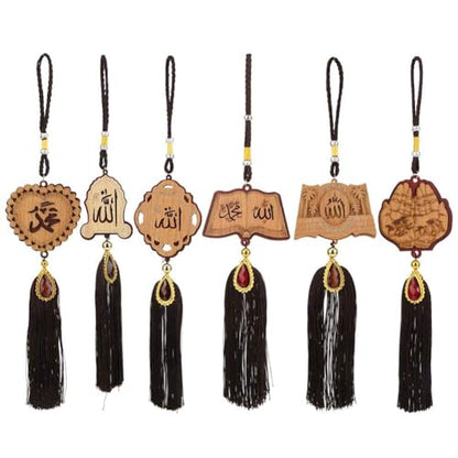 Muslim Car Hanging Ornament, Islamic Rearview Mirror Decor with Tassel for Vehicle Interior Decoration
