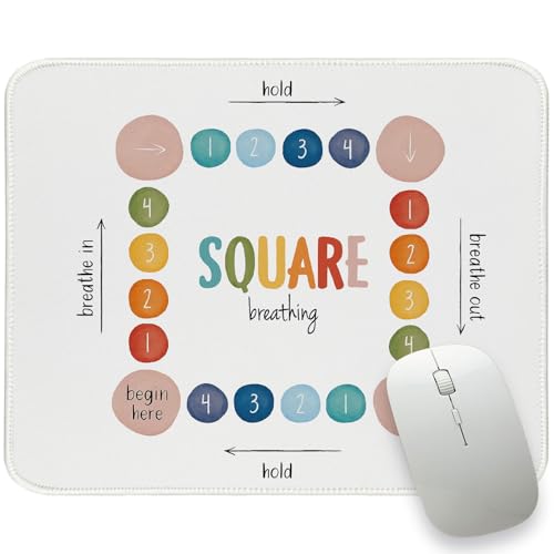 Mental Health Mouse Pads, Square Breathing Small Mouse Pad Travel Rectangle, Inspirational Mental Health Office Computers Desk Mats for Women Girls Inspirational Gifts 11.8x9.8 - color: SQUARE Breathing, size: 11.8L x 9.8W inches