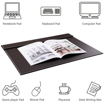Ultra-Smooth PU Leather Desk Pad & Mat Office Desk Drawing & Writing Board A3/ A4 File Paper Clip Table Protector Mat on Top Large 24''x18'' (Brown) - color: Brown-a006
