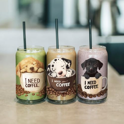 arricraft 10 Pcs Colorful Coffee Cup Animal Theme Cup Printing UV Transfer Papers, 10 Styles Dog Cat Rabbit UV DTF Cup Wrap Stickers for 16 OZ Glass Cups Crafts 9.5x4.3inch - style: Coffee Cup Animal Theme
