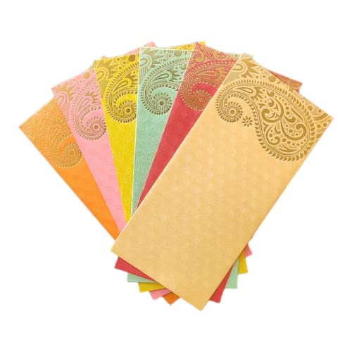 Jhintemetic® - Pack of 25 Matellic 5 Colours of 5 Each Randomly Picked Colourful Designer Shagun Lifafa/Money Gift Envelope with Golden Ambi for Gifting Money on any occasion
