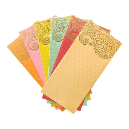 Jhintemetic® - Pack of 25 Matellic 5 Colours of 5 Each Randomly Picked Colourful Designer Shagun Lifafa/Money Gift Envelope with Golden Ambi for Gifting Money on any occasion
