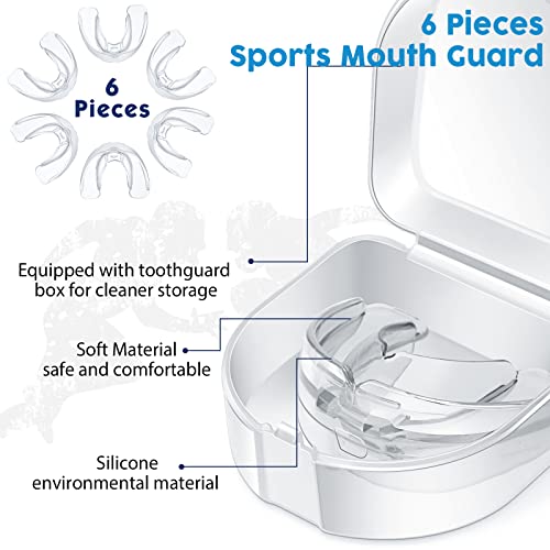 TOODOO 6 Pieces Braces Mouth Guard Kids Sports Mouth Guard for Kids Double Football Youth Mouthguards for Boxing Football Hockey Karate Basketball (Transparent) - color: Transparent