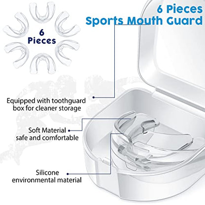 TOODOO 6 Pieces Braces Mouth Guard Kids Sports Mouth Guard for Kids Double Football Youth Mouthguards for Boxing Football Hockey Karate Basketball (Transparent) - color: Transparent