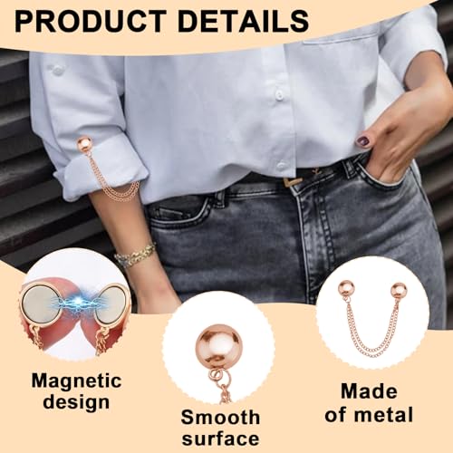 Magnetic Clothing Clips – 8-Pack Secure Fit Clips with Chain for Pants, Shirts, Scarves, Ideal for Women, 4 Colors