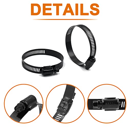 ISPINNER 2pcs 10 Inch Stainless Steel Adjustable 241-267mm Size Range Worm Gear Hose Clamp, Fuel Line Clamp for Plumbing, Automotive and Mechanical Application (Black) - size: 10 Inch