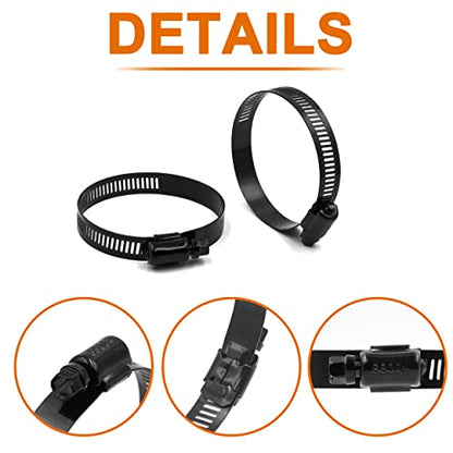 ISPINNER 2pcs 10 Inch Stainless Steel Adjustable 241-267mm Size Range Worm Gear Hose Clamp, Fuel Line Clamp for Plumbing, Automotive and Mechanical Application (Black) - size: 10 Inch