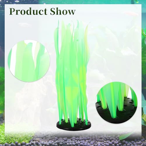 Aquarium Glowing Kelp Plant, Soft Silicone Glowing Decorations Green 2pcs - color: Green