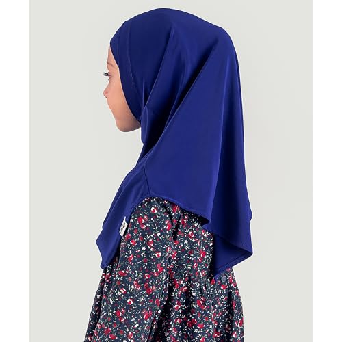 Modefa Islamic Girl Child Practical Amira Hijab Two Piece Muslim Scarf & Bonnet - Instant Easy Hijab - color: Navy Blue