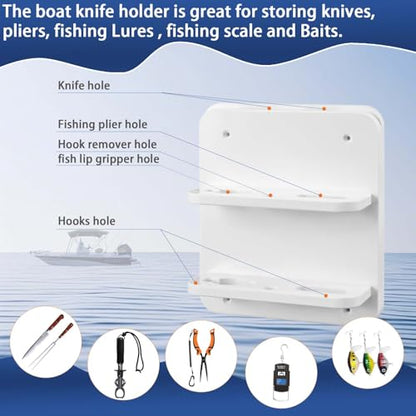 Boat Knife and Plier Holder, Polymer Marine Storage Organizer, Boat Tool Holder Fit for Fishing Tools, Lures and Baits (Close knife rest) - style: Close knife rest