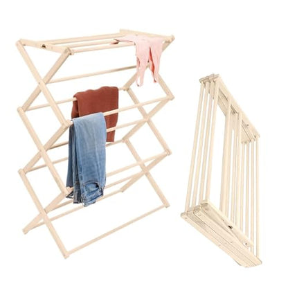Pennsylvania Woodworks Premium American Maple Clothes Drying Rack - Handcrafted in Pennsylvania - Solid Wood Construction, Collapsible, Eco-Friendly Laundry Solution (Large) - color: Large | Flat Top
