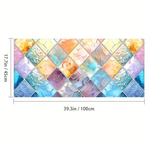 HOMETITUTE Rainbow Diamond Privacy Window Film 39.3x17.7 Inch PVC | Static Cling, Glass Decal | Privacy Film, Decorative Glass Cover | Bathroom, Kitchen, Office (Rainbow Diamond) - color: Rainbow Window Film#1