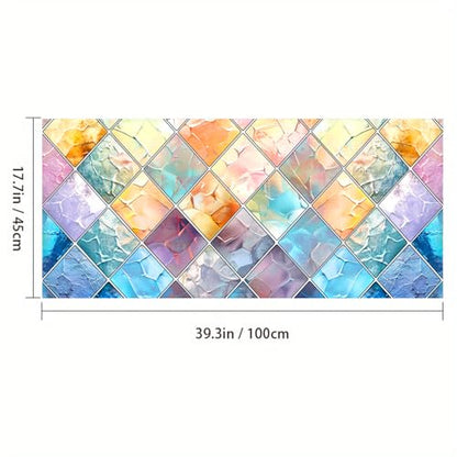 HOMETITUTE Rainbow Diamond Privacy Window Film 39.3x17.7 Inch PVC | Static Cling, Glass Decal | Privacy Film, Decorative Glass Cover | Bathroom, Kitchen, Office (Rainbow Diamond) - color: Rainbow Window Film#1