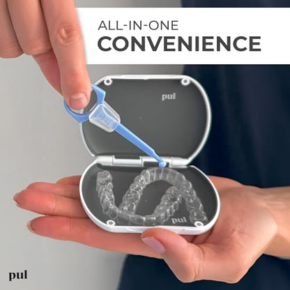 PUL Retainer Case for Invisalign & Clear Aligners - Slim Clear Aligner Case with Secure Magnetic Closure - Travel Retainer Holder for Invisalign Accessories, Mouth Guards & Dentures - Purple - color: Purple