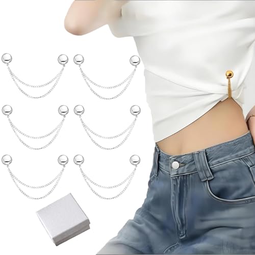 2026 Upgrade Multi-Function Magnetic Clothing Clips, 6 PCS Magnetic Clothing Clips with Chain, Strong Hem & Hijab Clips with Chain for Women’s Pants Jeans Shirts Sweaters, Fix Cuffs Long Pants (B) - color: B