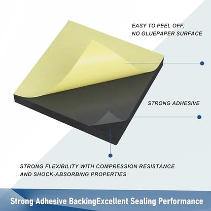 Neoprene Foam Pad - Anti Vibration Pad with Adhesive - Vibration Damper Pads- Anti Vibration Mat- 10pcs 6 * 6 1/4 inch