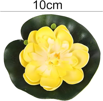 4Pcs Floating Foam Lotus Flowers with Lily Pads, Artificial Pond Plants Ornaments for Pool Aquarium Water Decoration
