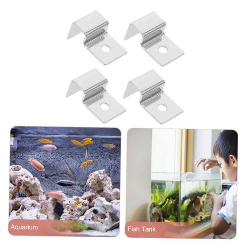 Happyyami 4pcs Stainless Steel Fish Tank Cover Support Rack Heavy Duty Bracket for Aquarium Lids for Glass Tanks and Turtle Habitats Stable and Elegant Design