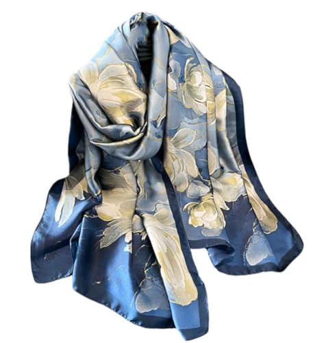 Xyueanlo Scarfs for Women Lightweight Scarves Fashion Print Floral Pattern Head Scarf Wraps Shawls - color: Blue White