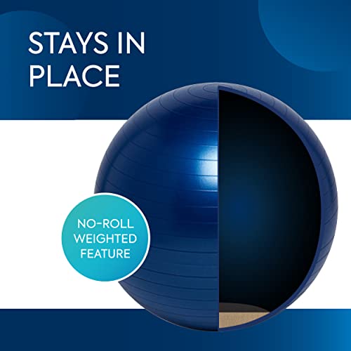 Bouncyband Balance Ball – Create Flexible Seating to Improve Focus at School, Office, or Home with This No-Roll Weighted Ball - color: Dark Blue, size: Large (Pack of 1)