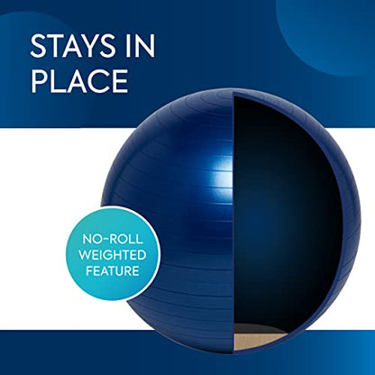 Bouncyband Balance Ball – Create Flexible Seating to Improve Focus at School, Office, or Home with This No-Roll Weighted Ball - color: Dark Blue, size: Large (Pack of 1)