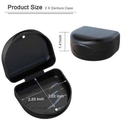 2PCS Retainer Case Denture Case: BVN Orthodontic Dental Case, Slim Braces Case, Mouth Guard Case, Denture Box, Teeth Aligner Case, Night Guard Case Container Storage Holder Black - color: B. Black, 2pcs