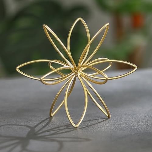4.25" Gold Sphere Decor, Metal Handmade Floral Decorative Sculpture, Abstract Tabletop Decorative Ball for Home Metal Sphere Decor - color: Golden-4.25in